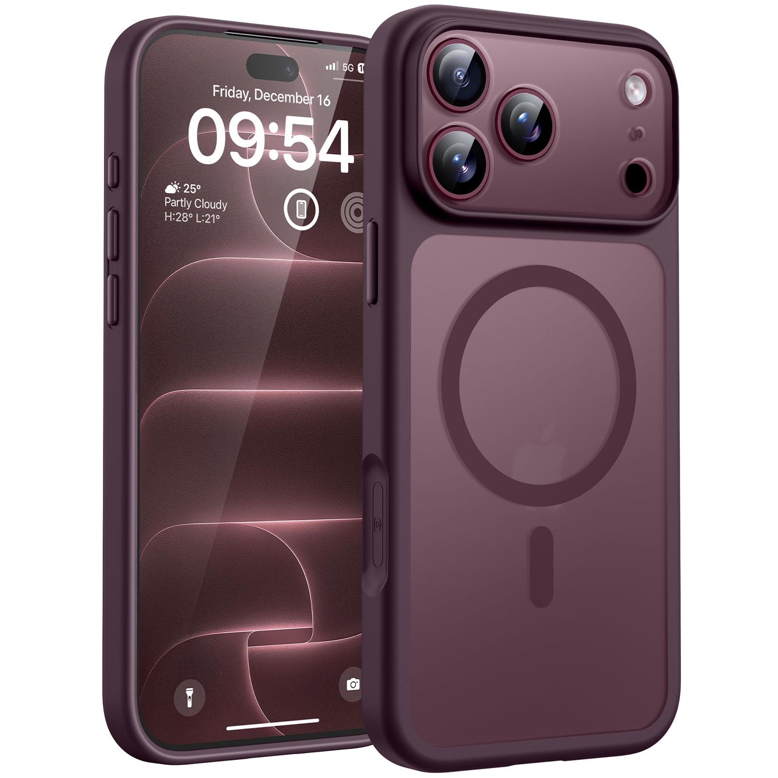 TOCOL iPhone 18 Pro Case, Compatible with MagSafe Case, Burgundy | Built-in magn