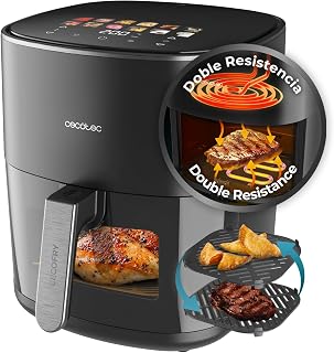 Cecotec Air Fryer 6.5 L Cecofry&Grill Duoheat 6500 Grill | Double Resistance for Perfect Browning, Grill Flavor in Meats, 2200W Power, Healthy Dishes, Air Fryer, Pizzas