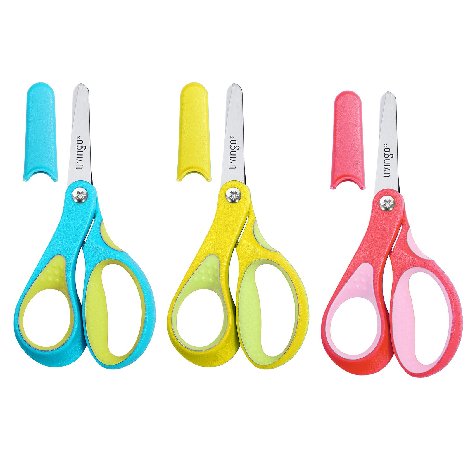 LIVINGO Left Handed Kids Scissors 5" Blunt Craft School Safety 3 Pack | Protecti