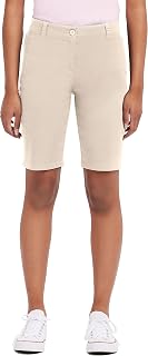 IZOD Uniform Bermuda Shorts, Skinny Style with Hook & Eye Closure, Stretch Twill Fabric School Women's