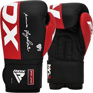 RDX Boxing Gloves, Maya Hide Leather Training Muay Thai Bag Gloves for Sparring, Fighting, Boxing Bags, MMA, Punching, Kick Boxing Gloves Gym Men Women 8 10 12 14 16 oz