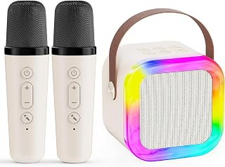 Karaoke Machine for Kids,2026 New Mini Portable Karaoke Toys, Karaoke Speaker with 2 Wireless Mics & Light for Home Party for Adults,Birthday Gifts for Girls and Boy Age 3-12 +Year Old