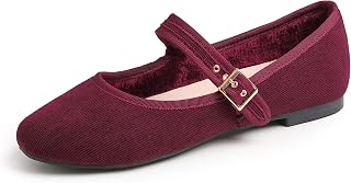 Feversole Women's Soft Cushion Extra Padded Mary Jane Classic Flat Shoes for Women Elegant Pumps Mary Jane with Soft Buckle Ballet Dance Shoes for Women