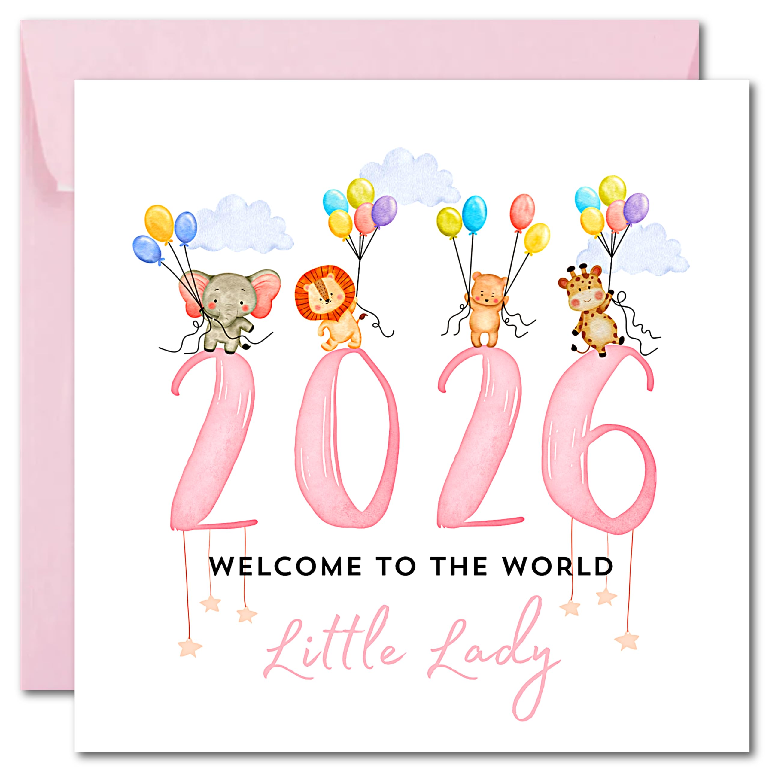 Printperfect - 2026 New Baby Card Baby Girl Welcome To The World - Baby Girl Car