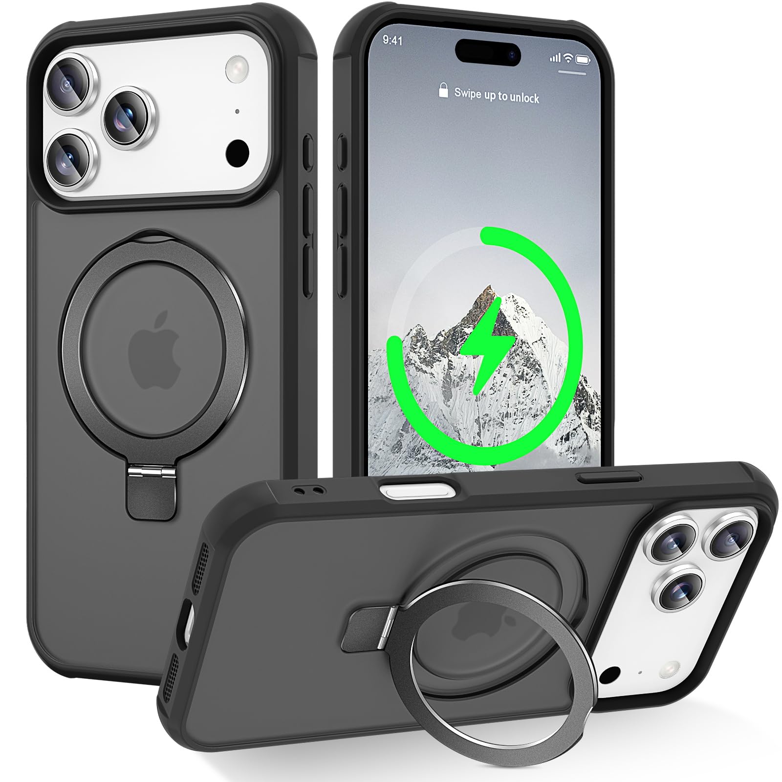 ELEPIK for iPhone 18 Pro/iPhone 17 Pro Case with Adjustable Ring Stand, [Compati