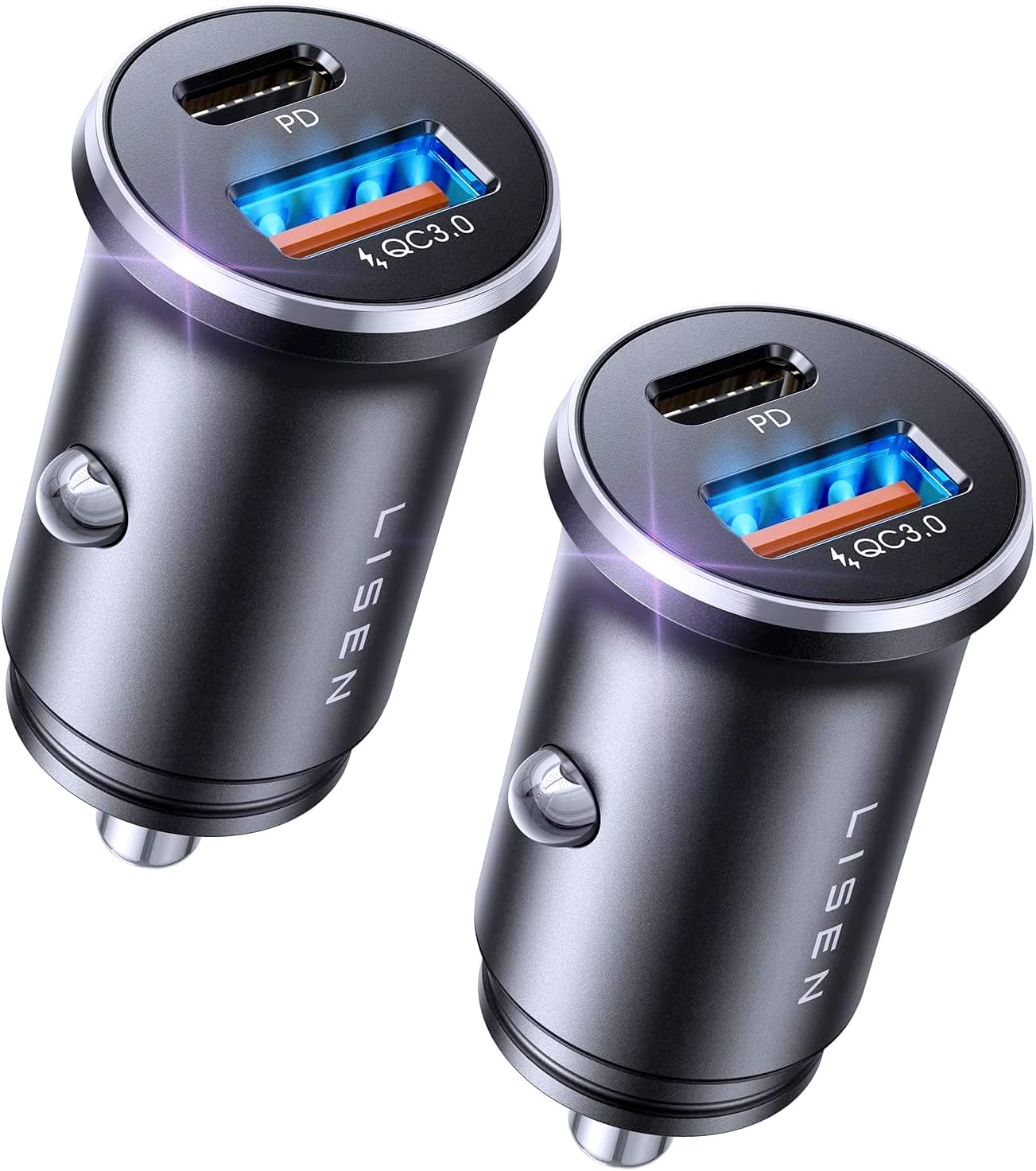 LISEN 12V Car Charger USB Adapter 2 Pack Cigarette Lighter USB Charger 69W | Fas