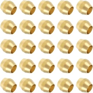 Brass Compression Sleeves for 1/8 Inch OD Tube, Pack of 25, Assorted Coupling Rings Kit for Air Water Gas Oil Pipe