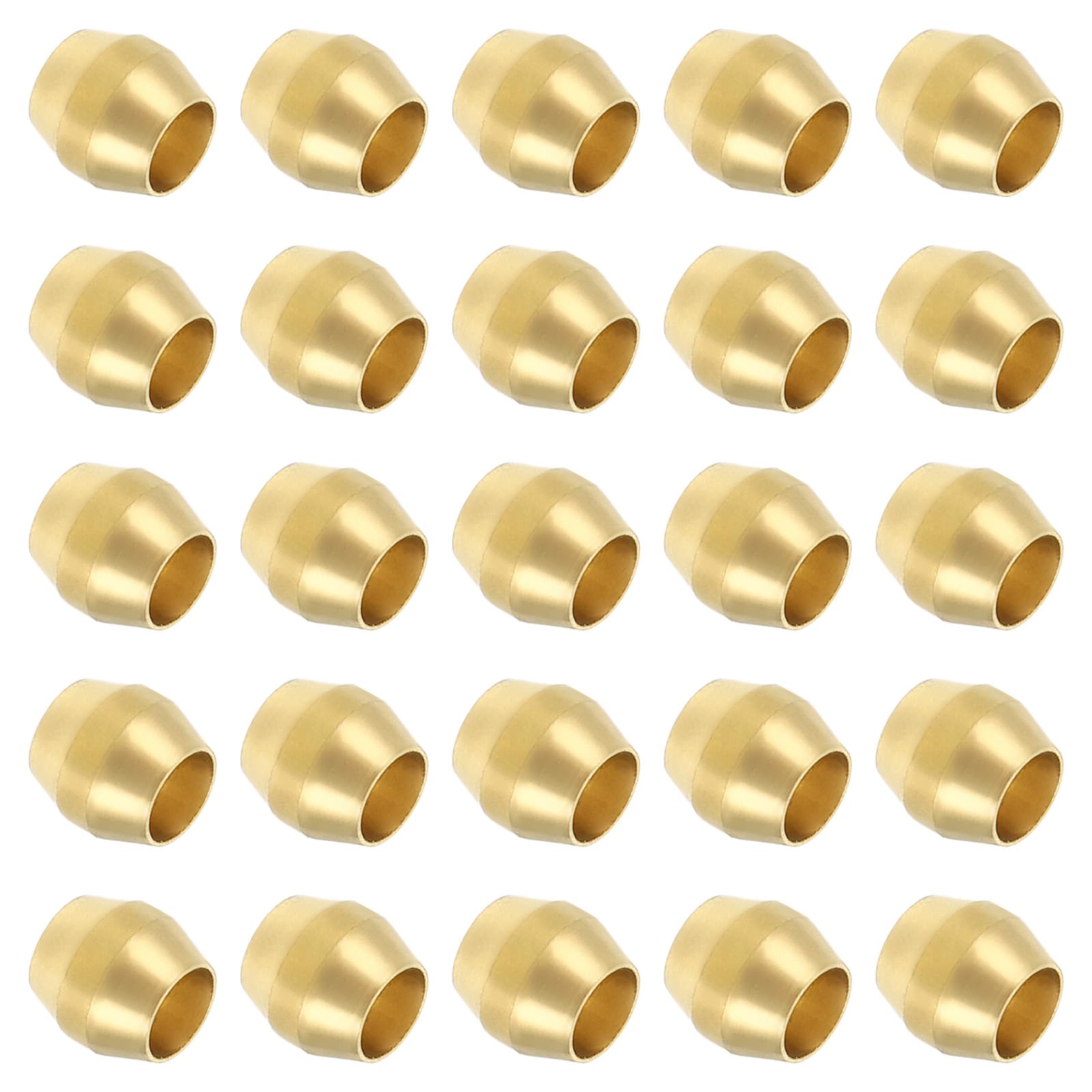 Brass Compression Sleeves for 1/8 Inch OD Tube, Pack of 25, Assorted Coupling Ri