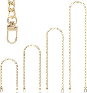 RAPUDA 4 Pieces Different Sizes Iron Replacement Flat Chains Iron, Metal Chain Strap for DIY Purse Handbag Shoulder Crossbody Bag Clutch (15.4 Inch, 23.6 Inch, 31. 4 Inch, 47.2 Inch) Gold