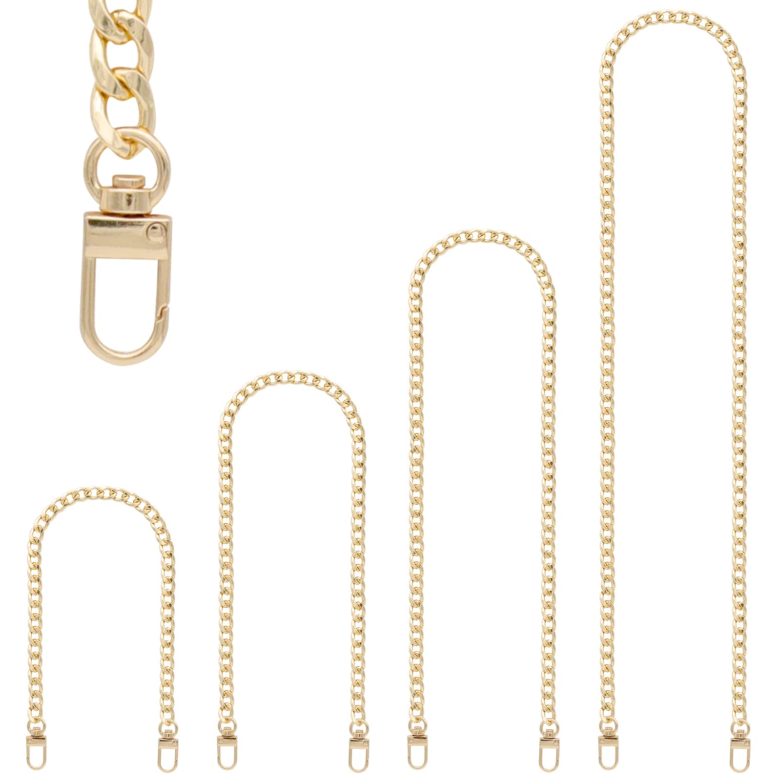 RAPUDA 4 Pieces Different Sizes Iron Replacement Flat Chains Iron, Metal Chain S