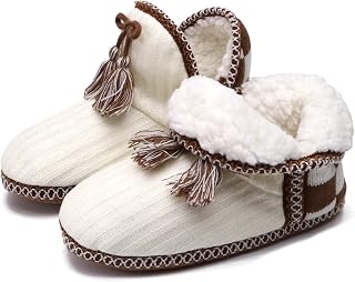 COFACE Cozy Women's Cottage with Pompom Warm Knitted Slippers Boot TPR Insoles Innengefüllt Shoe in 5 Colours