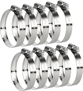 Hose Clamps Stainless Steel 2.5 Inch for 1 1/2 Inch to 2 1/2 Inch Hose Pipe | 10 Pcs Large Worm Gear Hose Clamps Assortment Kit for Automotive, Radiator, Fuel Line, Mechanical, Air Ducting