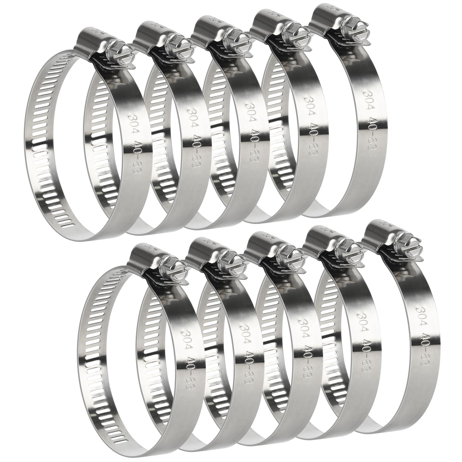 Hose Clamps Stainless Steel 2.5 Inch for 1 1/2 Inch to 2 1/2 Inch Hose Pipe | 10