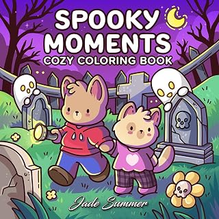 Spooky Moments: Cute Coloring Book for Adults and Teens with Adorable Characters and Creepy Scenes for Relaxation (Cozy Coloring Books)