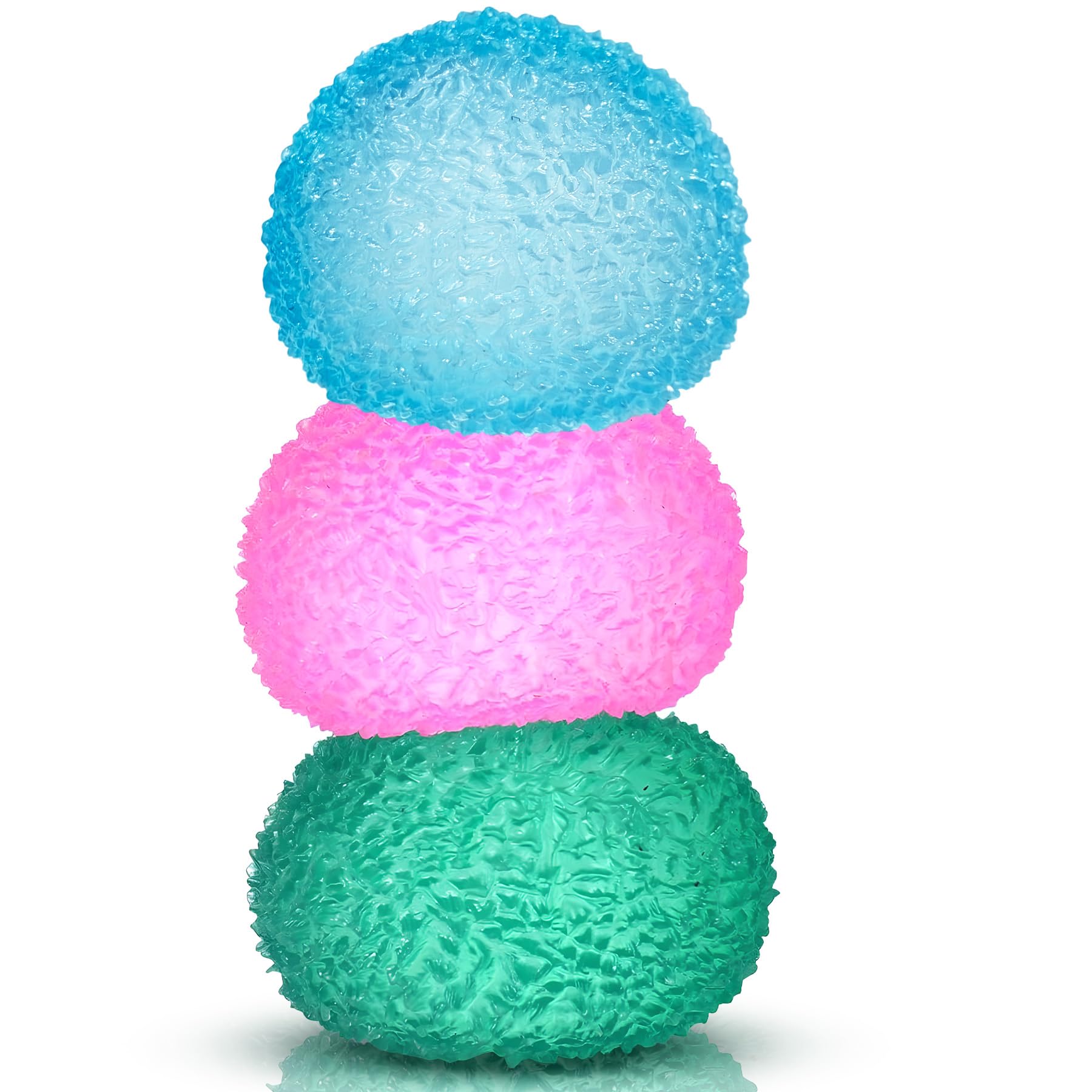 3pc Stress Balls for Adults, Squishy Ball Sensory Textured Memory Gel Fidget Toy