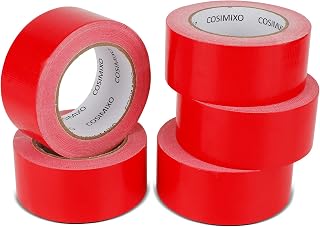 COSIMIXO 5-Pack Red Heavy Duty Duct Tape, 210mic X 2 inches x 30 Yards, Strong, Flexible, No Residue, All-Weather and Tear by Hand - Bulk Value for Repairs, Industrial, Professional Use,Cosimixo
