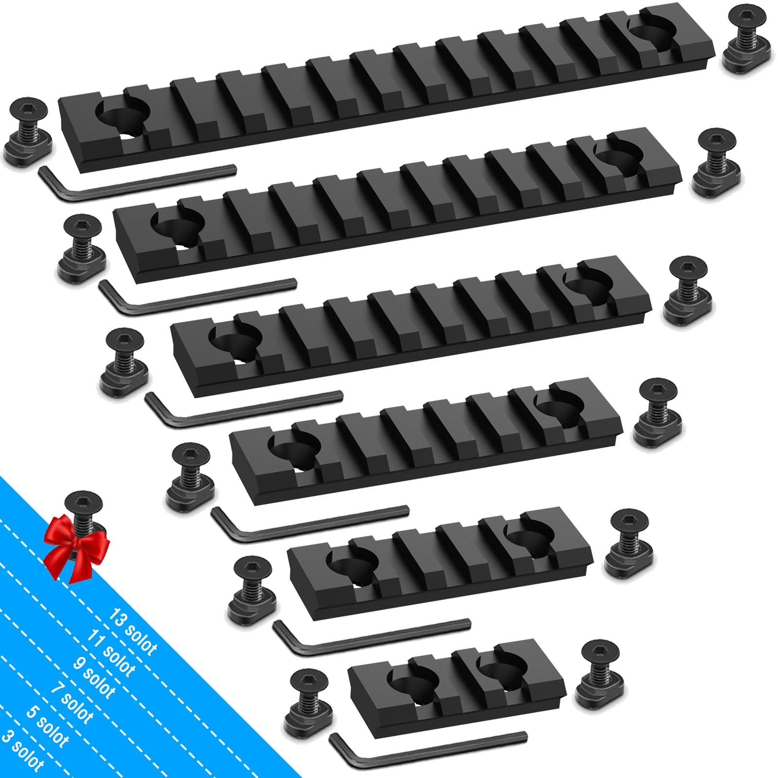 Ltnsimy Mlock Picatinny Rail Set, Aluminum Airsoft Rail Accessory, 3 5 7 9 11 13