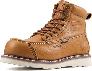 SUREWAY 6in Moc Toe Work Boots for Men, Wedge Sole