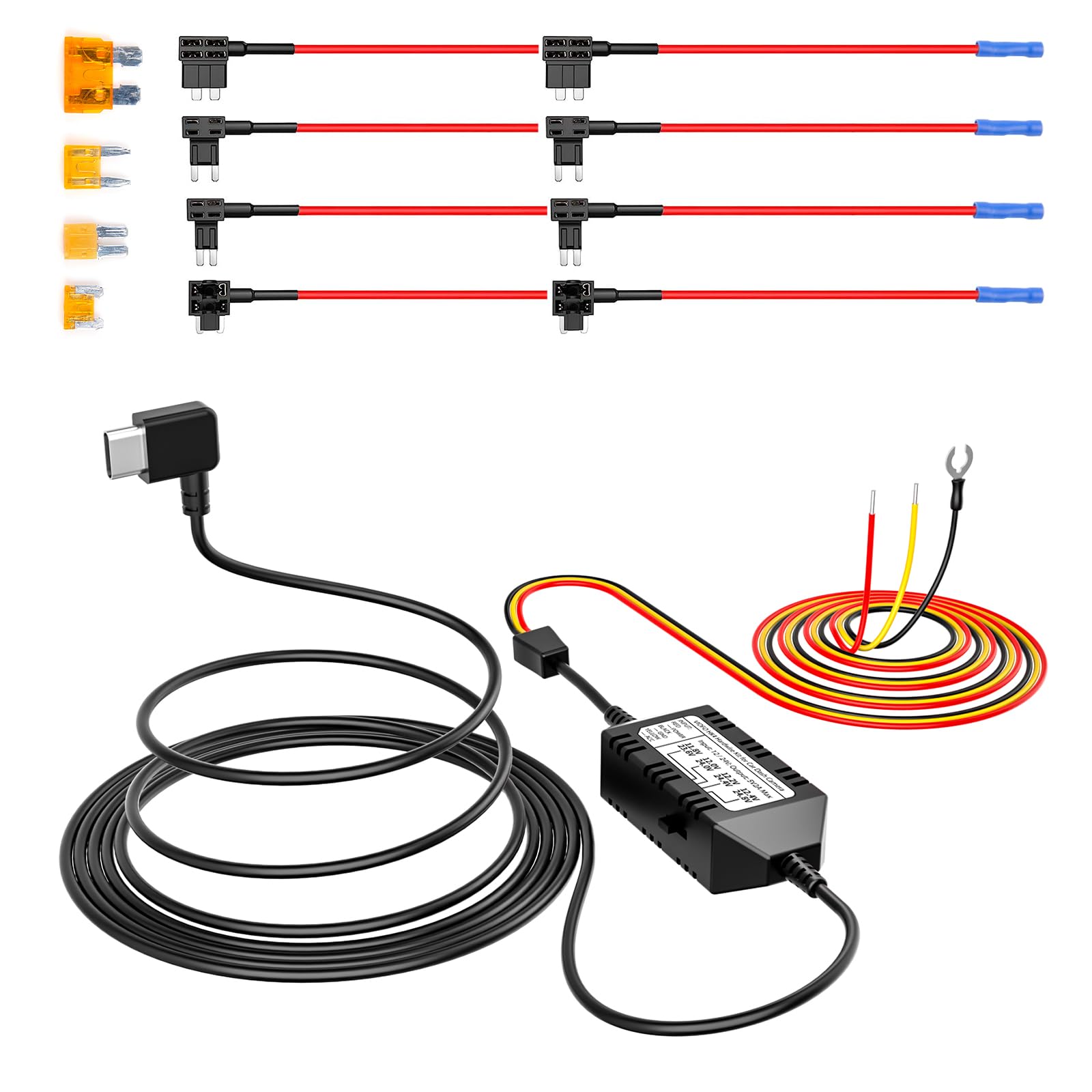 VIOFO HK4 Hardwire Kit with 8pcs Full Set Circuit Fuse Tap, Type-C Port, for A22