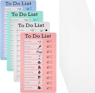JIANTA Chores Chart for Kids, 4 Pcs Reusable Checklist Board | Detachable To Do List Board, Daily Schedule Behavior Chart Planner for Children, Home Routine, Tasks and Reward Tracking