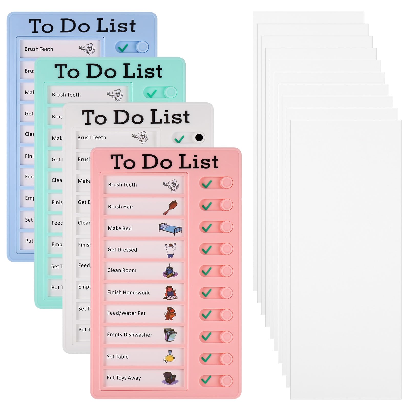JIANTA Chores Chart for Kids, 4 Pcs Reusable Checklist Board | Detachable To Do 