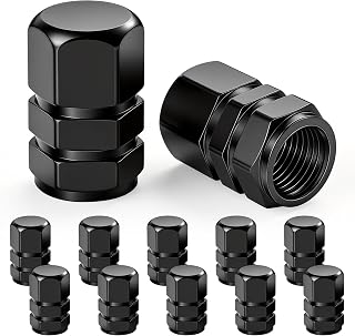 JUSTTOP Car Tire Valve Stem Caps, 12pcs Air Caps Cover, Universal for Cars, SUVs, Bike, Trucks and Motorcycles-Black