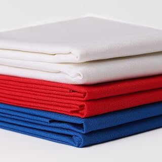 6 Pcs 18 x 21 Inches Cotton Fabric Precut Quilting Fabric Bundles Solid Colors Quilt Material for DIY Craft Sewing Embroidery (Red White Blue)