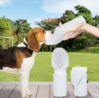 Dog Water Bottle Portable - Dog Travel Water Bottle with Bowl - Lightweight Dog Water Bowl Dispenser Portable - Portable Dog Water Bottle with Gray Dog Bowl - 19oz Portable Dog Water Bottle