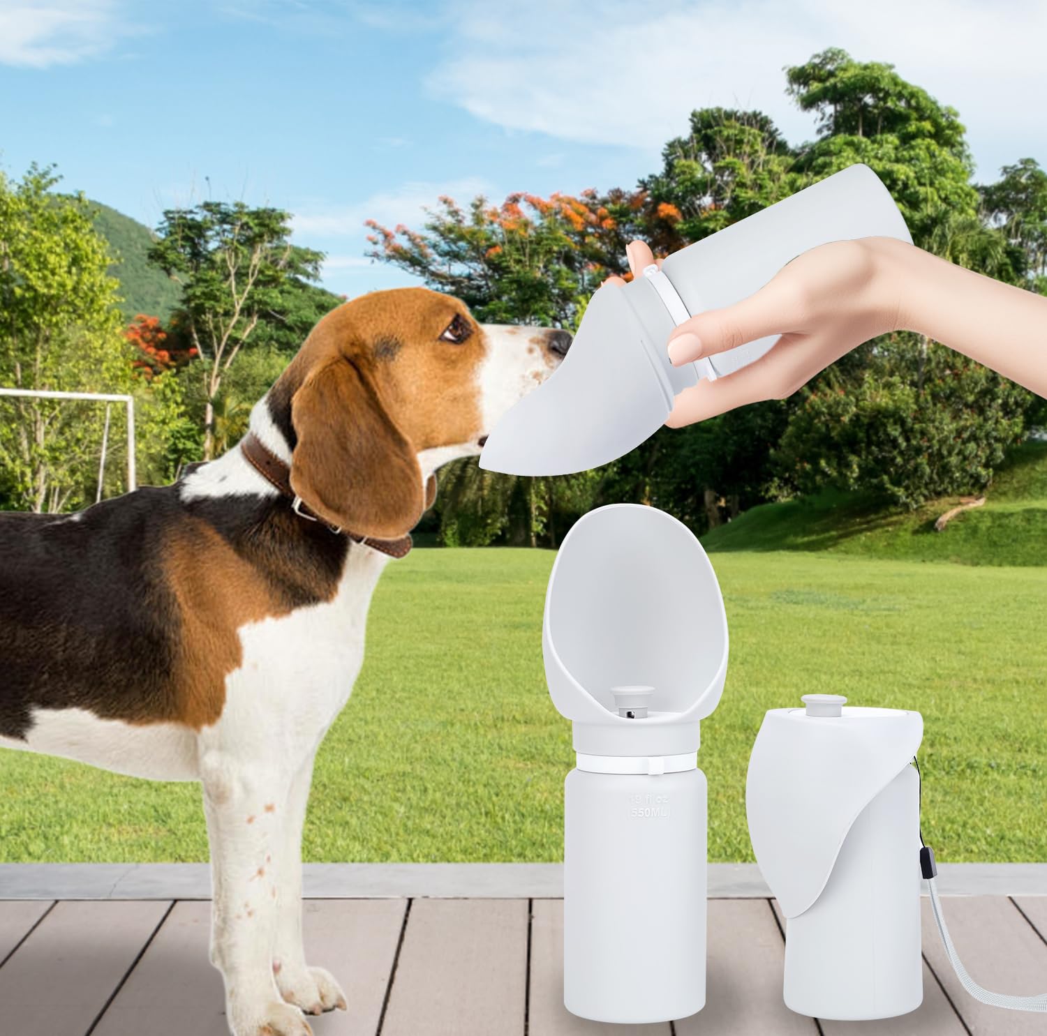 Dog Water Bottle Portable - Dog Travel Water Bottle with Bowl - Lightweight Dog 