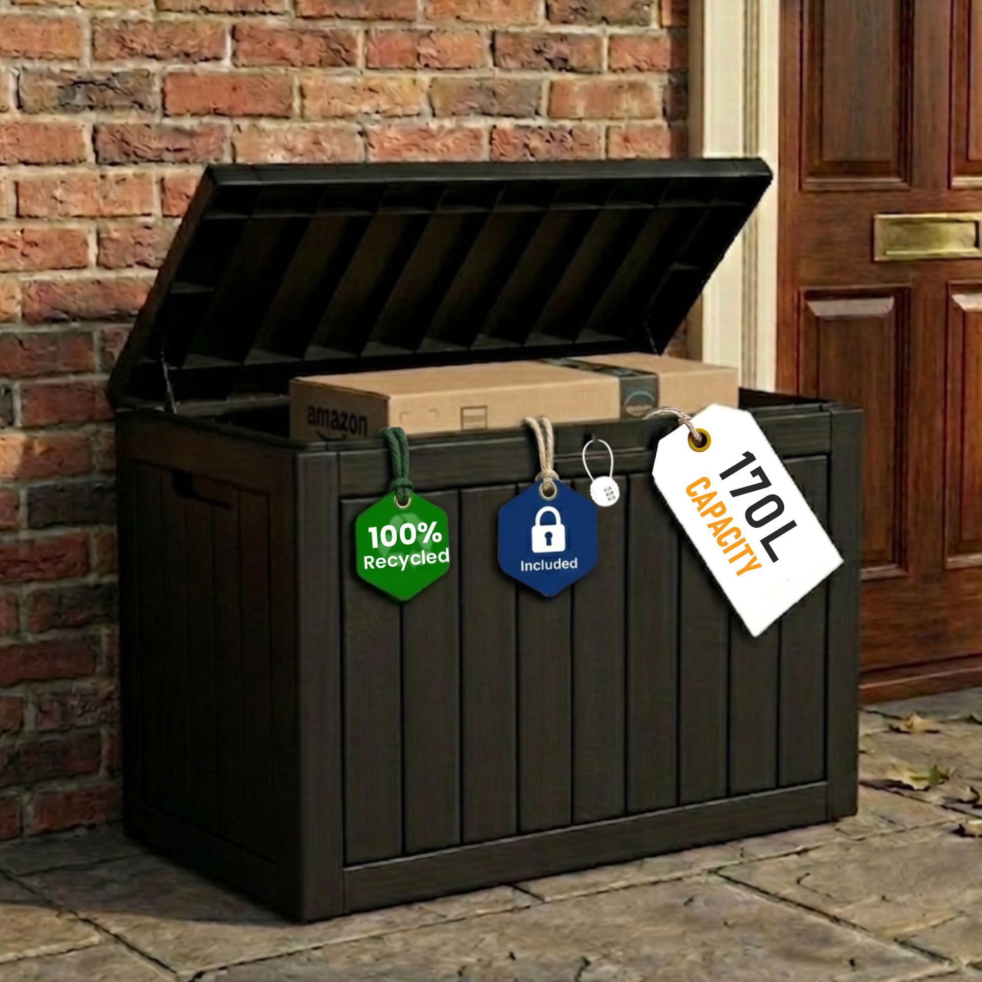 Olsen & Smith 170L Lockable Outdoor Garden Storage Box & Deck Chest | Lockable +