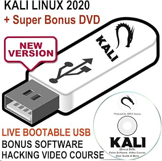 Kali Linux 2020 16GB USB Bootable Live Install Linux OS - Newest Version Penetration Testing Operating System + Ethical Hacking Course & Bonus Software DVD Disk