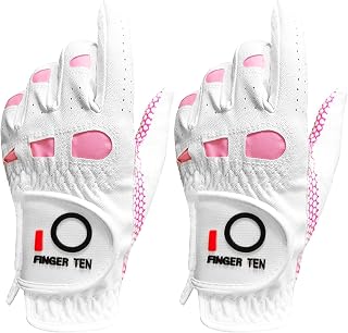 FINGER TEN Golf Gloves Women 2 Pack Left Right Hand Small Medium Large | Non Slip, All Weather Grip, Comfortable, Serious Performance