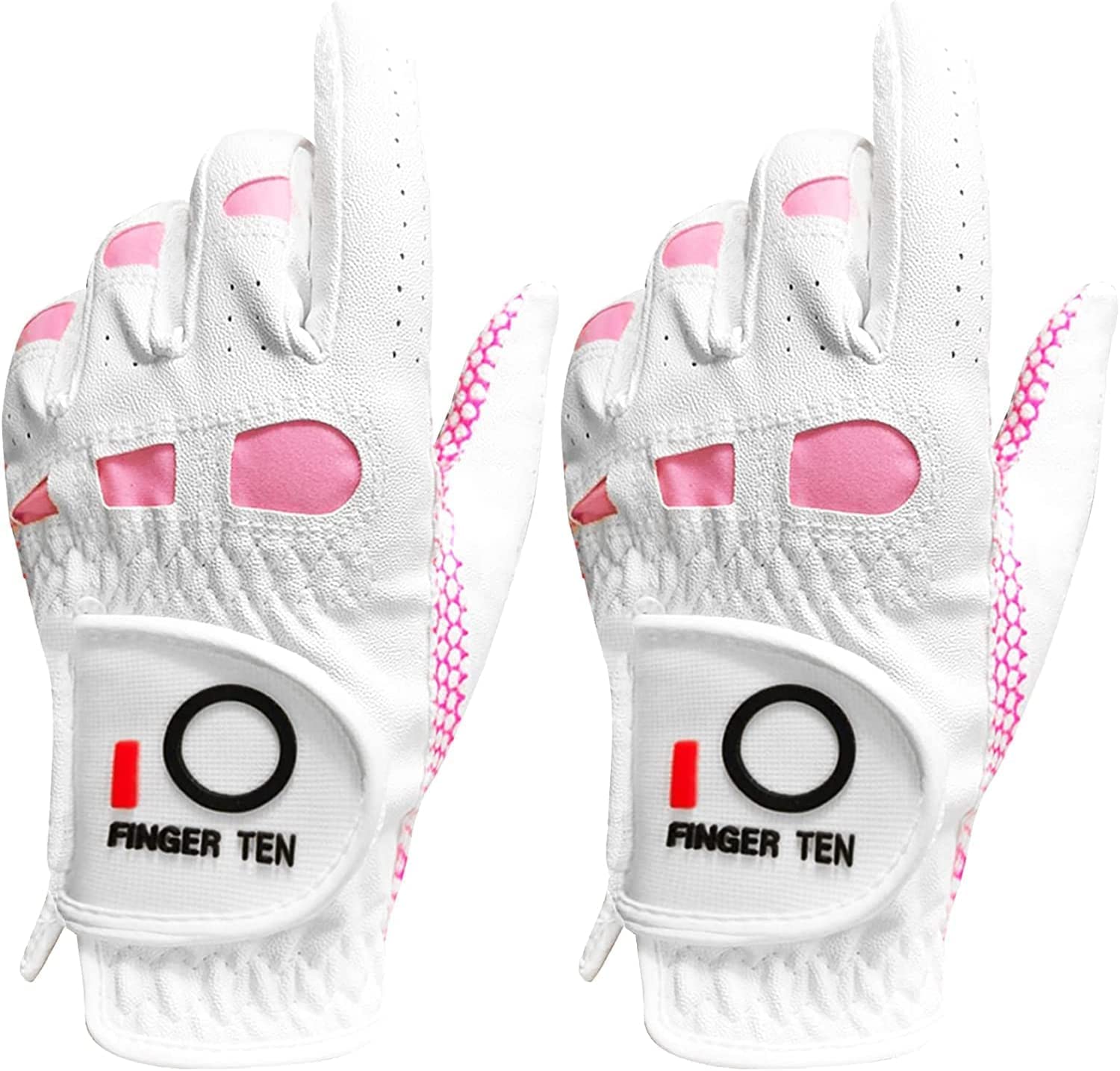 FINGER TEN Golf Gloves Women 2 Pack Left Right Hand Small Medium Large | Non Sli