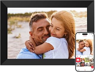 Frameo 10.1 Inch WiFi Digital Picture Frame, Digital Photo Frame with 1280x800 HD IPS Touch Screen, Auto-Rotate, Wall Mountable, Easy Setup to Share Moments Instantly via Frameo App, Gifts for Mom