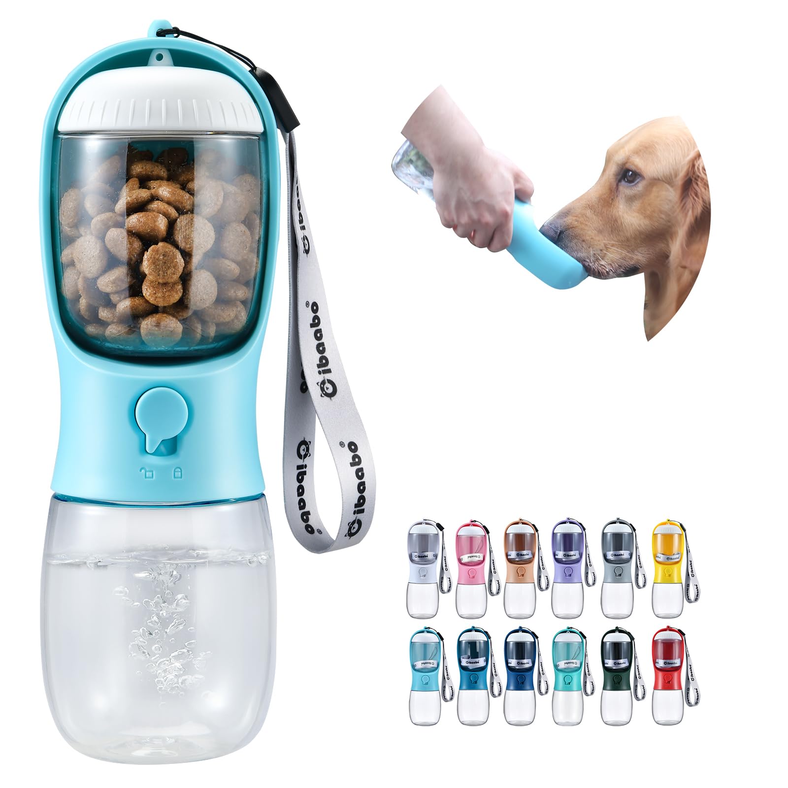 Cibaabo Dog Water Bottle Portable with Food Container & Filter for Travel | Feed