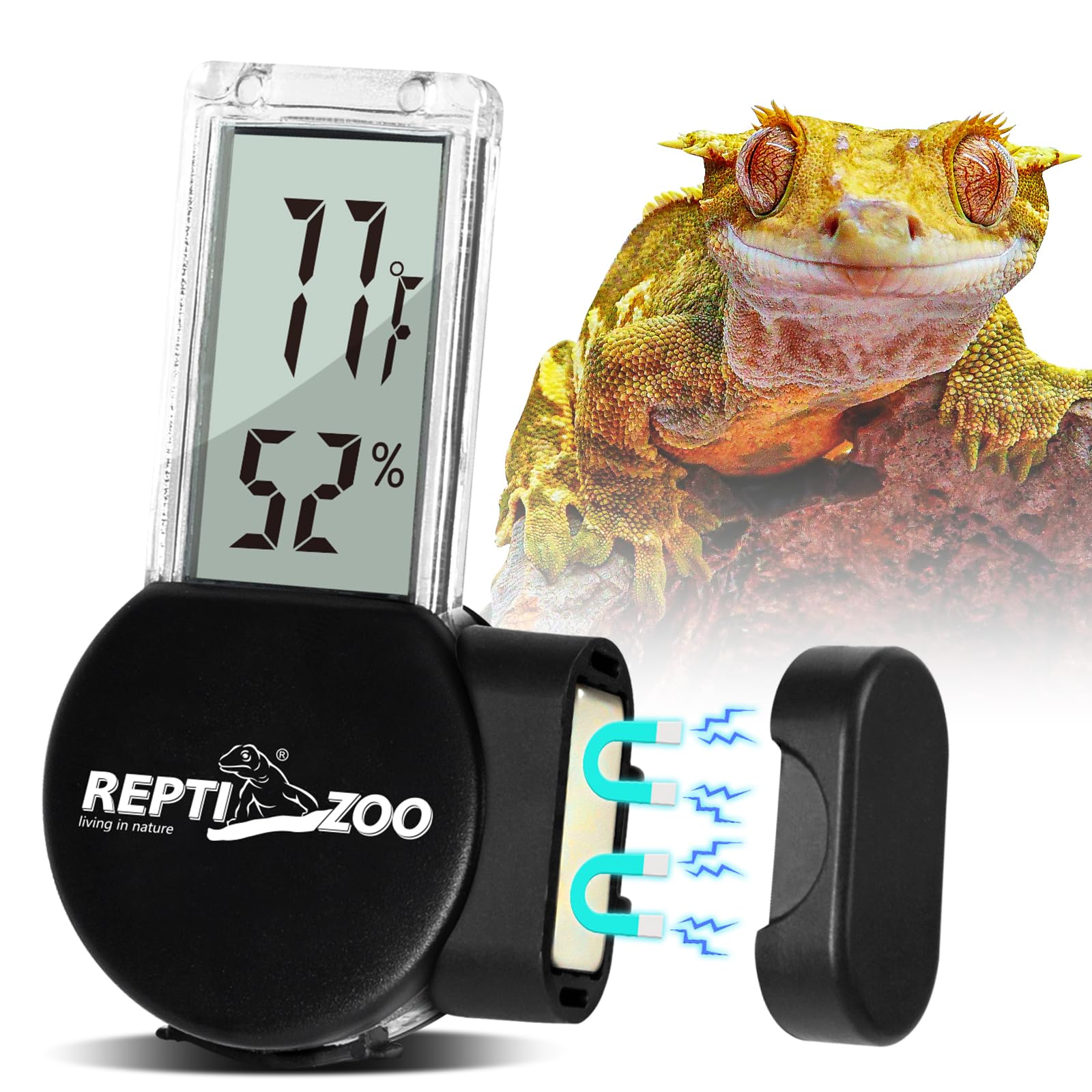 REPTI ZOO Magnetic Reptile Thermometer and Humidity Gauge, Digital LCD Temperatu