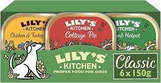 Lily's Kitchen Natural Adult Dog Food Wet Trays - Classic Dinners Multipack - Chicken, Lamb & Beef - Complete Meal Recipes (6 Trays x 150g)