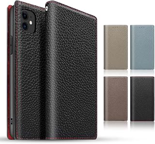 Flip Case for iPhone 11, Genuine Cowhide Leather, Wallet Style, Magnetic, Stand Function, Strap Included, Card Pocket, Gift Box Included, Black/Red