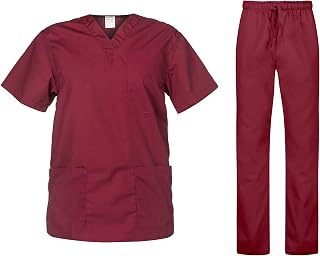 B-well Cesare Unisex Scrub Set, Slip-On Tunic and Slip-On Trousers Set, Medical Doctor Uniform, Medical Uniforms & Scrubs, Medical Work Wear, Lightweight Fabric