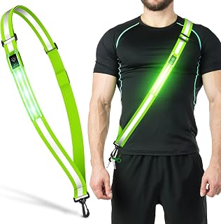LED Reflective Belt Sash Walking Gear,Safety Lights for Walkers at Night,High Visibility Safety Rechargeable Reflective Running Gear for Men Women Kids Night Dog Walking Gear