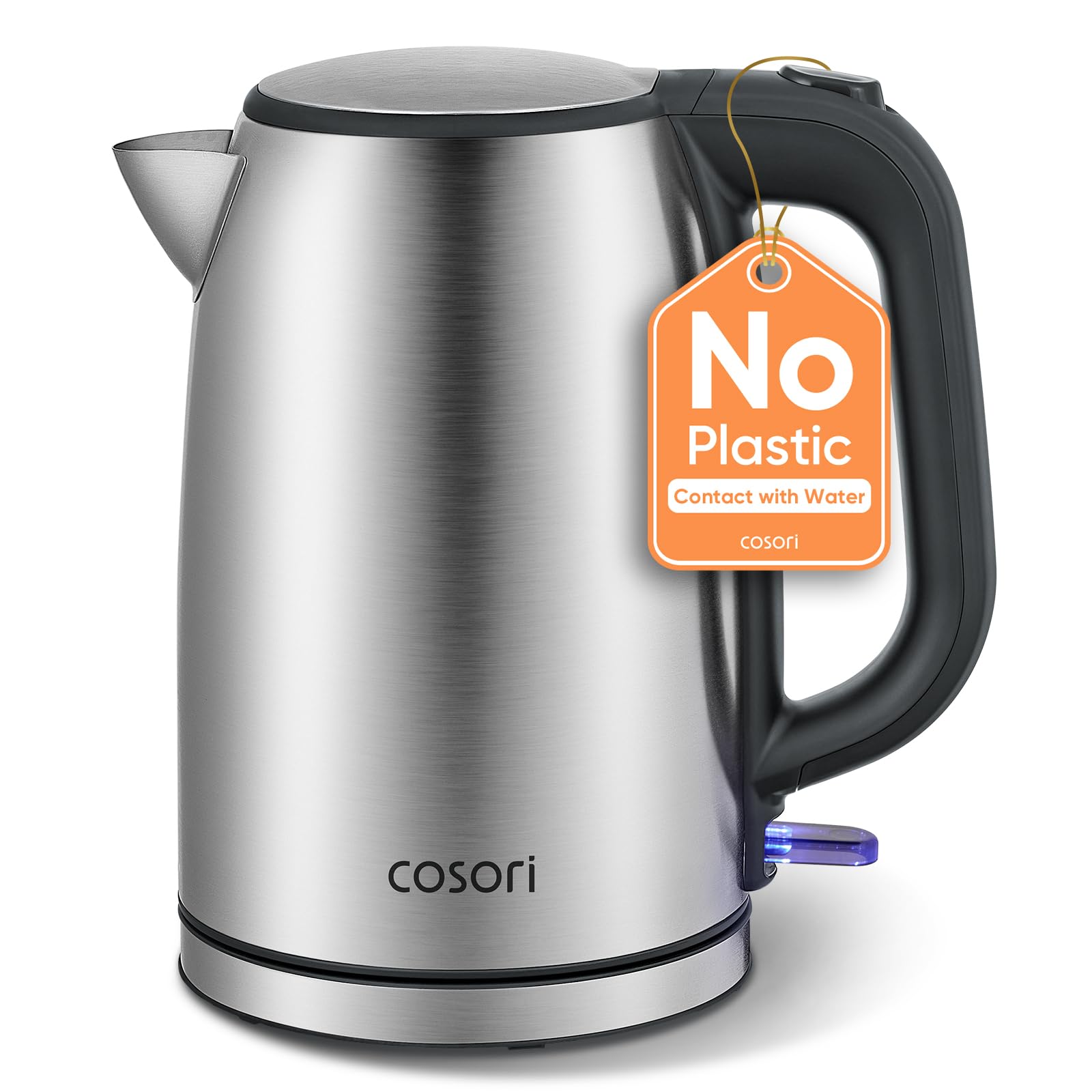 Cosori Kettle, Plastic-Free Water Contact, Brushed Stainless Steel, Sliver | Ele