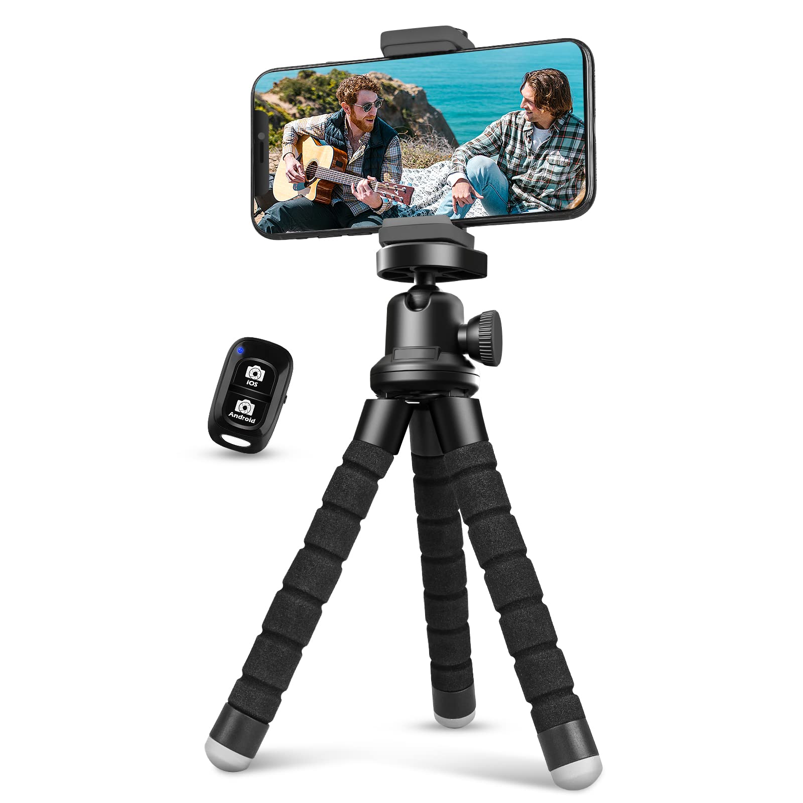 Aureday Phone Tripod, Flexible Tripod for iPhone and Android Cell Phone, Come wi