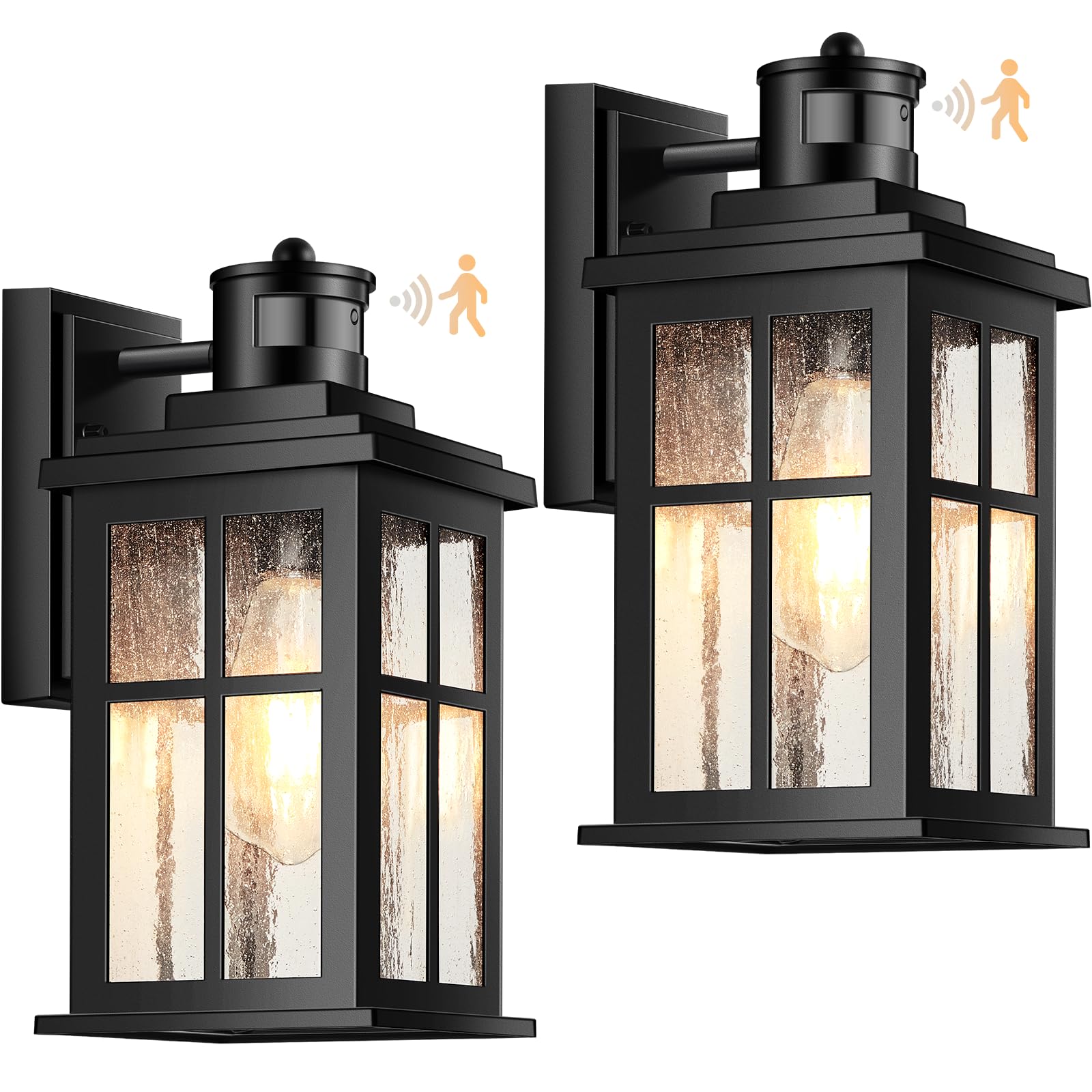 VIANIS Motion Sensor Porch Lights Outdoor, Black Exterior Lighting Fixtures