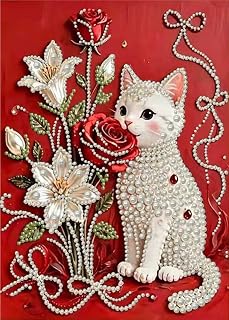 Cat Diamond Pearl Painting Kits for Adults Beginner,Wall Art 12 X 16 In