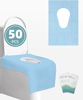 FLOGOSO 50 Pack Disposable Toilet Seat Covers 16x24 Inch Extra Large Individually Wrapped Toilet Seat Shields Travel Accessories for Adults Kids-Blue