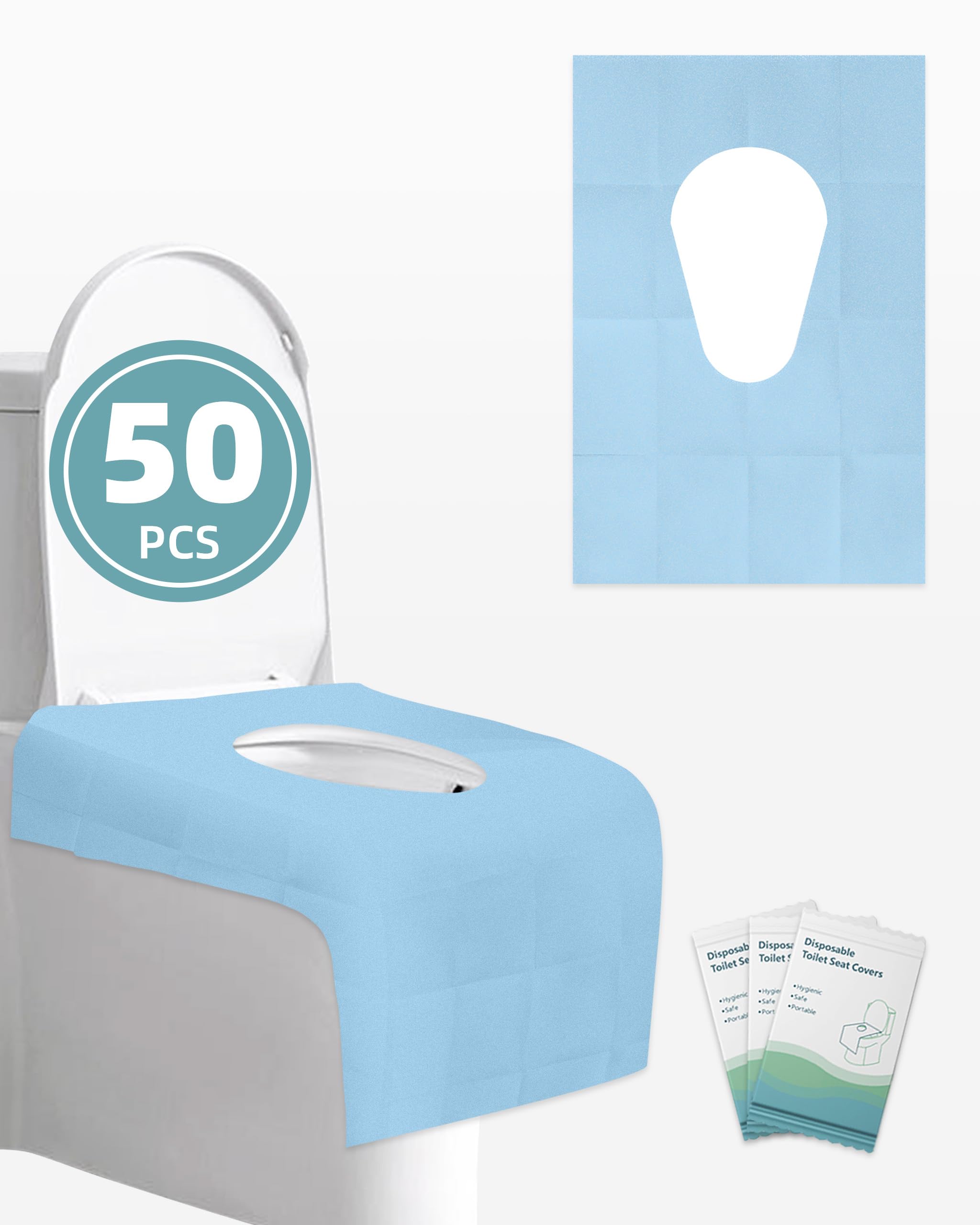 FLOGOSO 50 Pack Disposable Toilet Seat Covers 16x24 Inch Extra Large Individuall