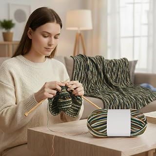 1 Ball Knitting Yarn 165 Yards Soft Multistrand Knitting Yarn for DIY Sweater Scarf Blanket Hat Home Sewing Accessories (Autumn Green)