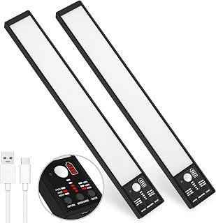 YELKO Under Cabinet Lights, 116LEDs Rechargeable Motion Sensor Light Indoor, 3200mAh 15.8inch Battery Operated Closet Light bar, Cordless Dimmable Under Counter Lights for for Kitchen (Two Pack)