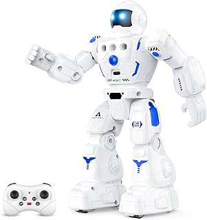 BAZOLOTA Robot Toys for Kids, Programmable Dancing Toys for 5 Year Old Boy | Gesture Sensing Control Smart Robot for Age 3-12 Kids, Rechargeable Toy Robot with 3 Stories Sliding Walking, Christmas White