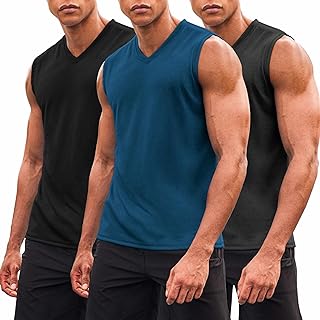 COOFANDY Men's 3 Pack Workout Tank Tops Gym V Neck Sleeveless Tee Shirts